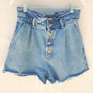 Zara Paperbag High-Rise Denim Shorts